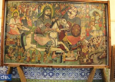 بازخوانی تصاویر تابلوی نقاشی قهوه خانه ای موزه گرمابه حضرت در سمنان